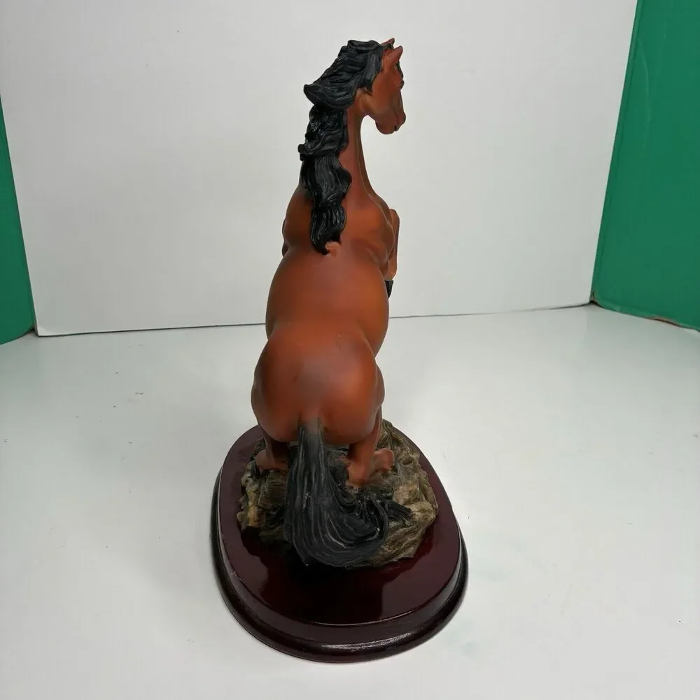 Ruby's Collection Brown Stallion Horse Figure On Wooden Base